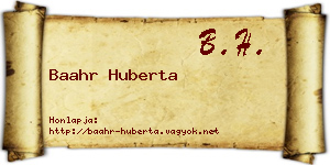 Baahr Huberta névjegykártya